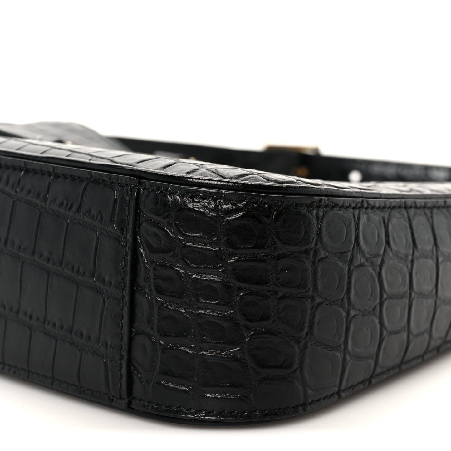 Calfskin Crocodile Embossed Le 5 A 7 Hobo Black