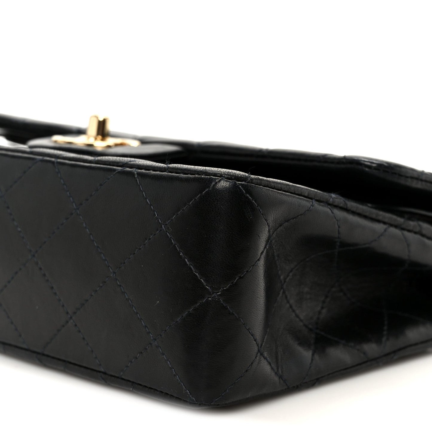 Lambskin Quilted Small Double Flap Black