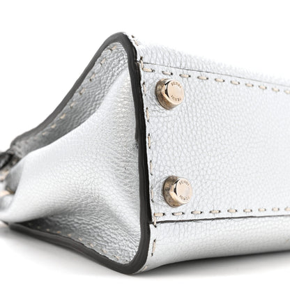 Cuoio Romano Lux Selleria Mini Peekaboo Iconic Satchel Argento