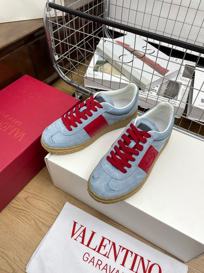 Upvillage Trainer 30mm In Blue Grey Mix Red Suede With Laminated Calfskin 990149