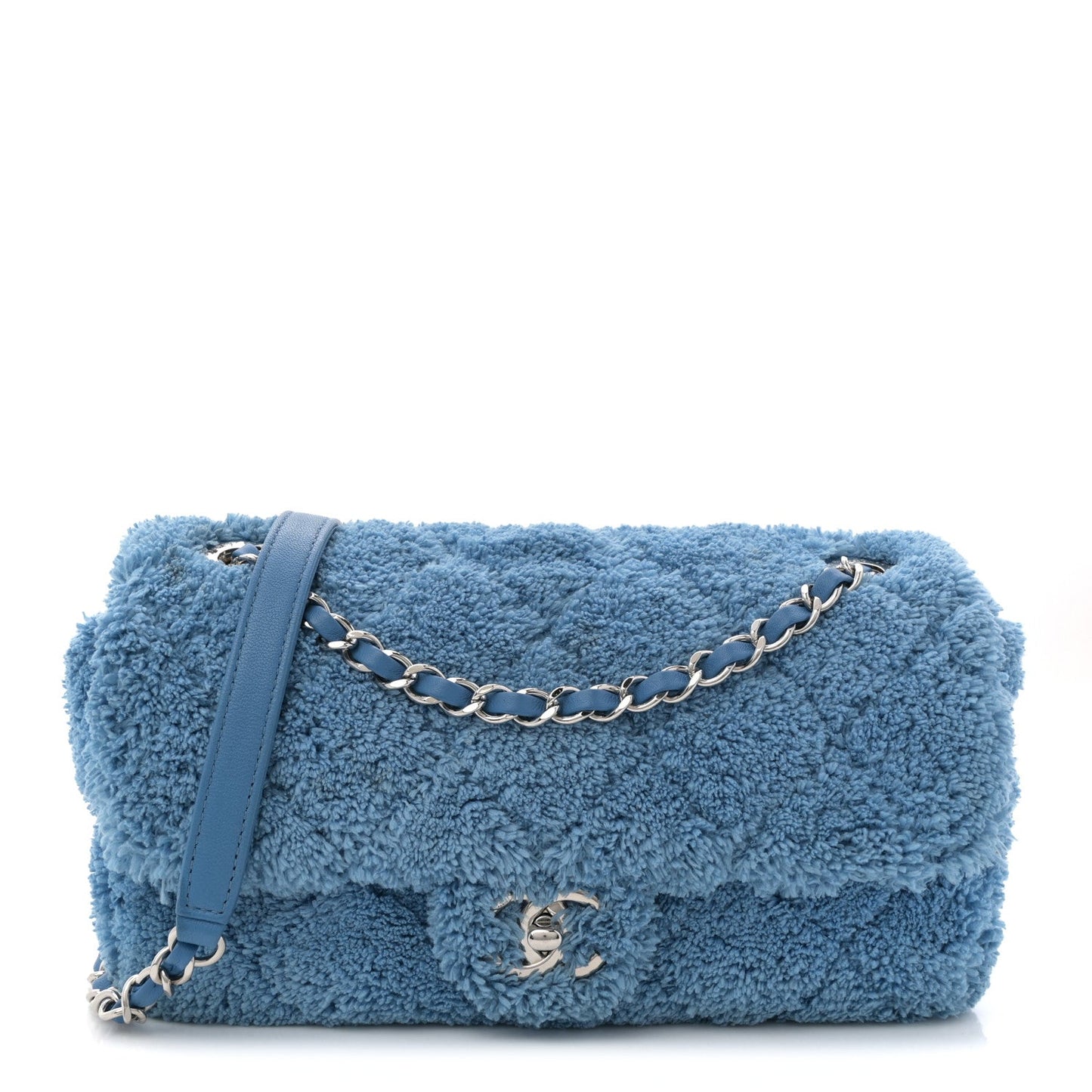 Lambskin Calfskin Mixed Fibers Quilted Small Flap Blue
