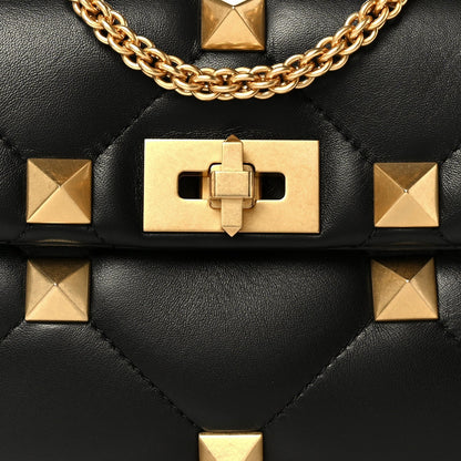 Nappa Medium Roman Stud Shoulder Bag Black
