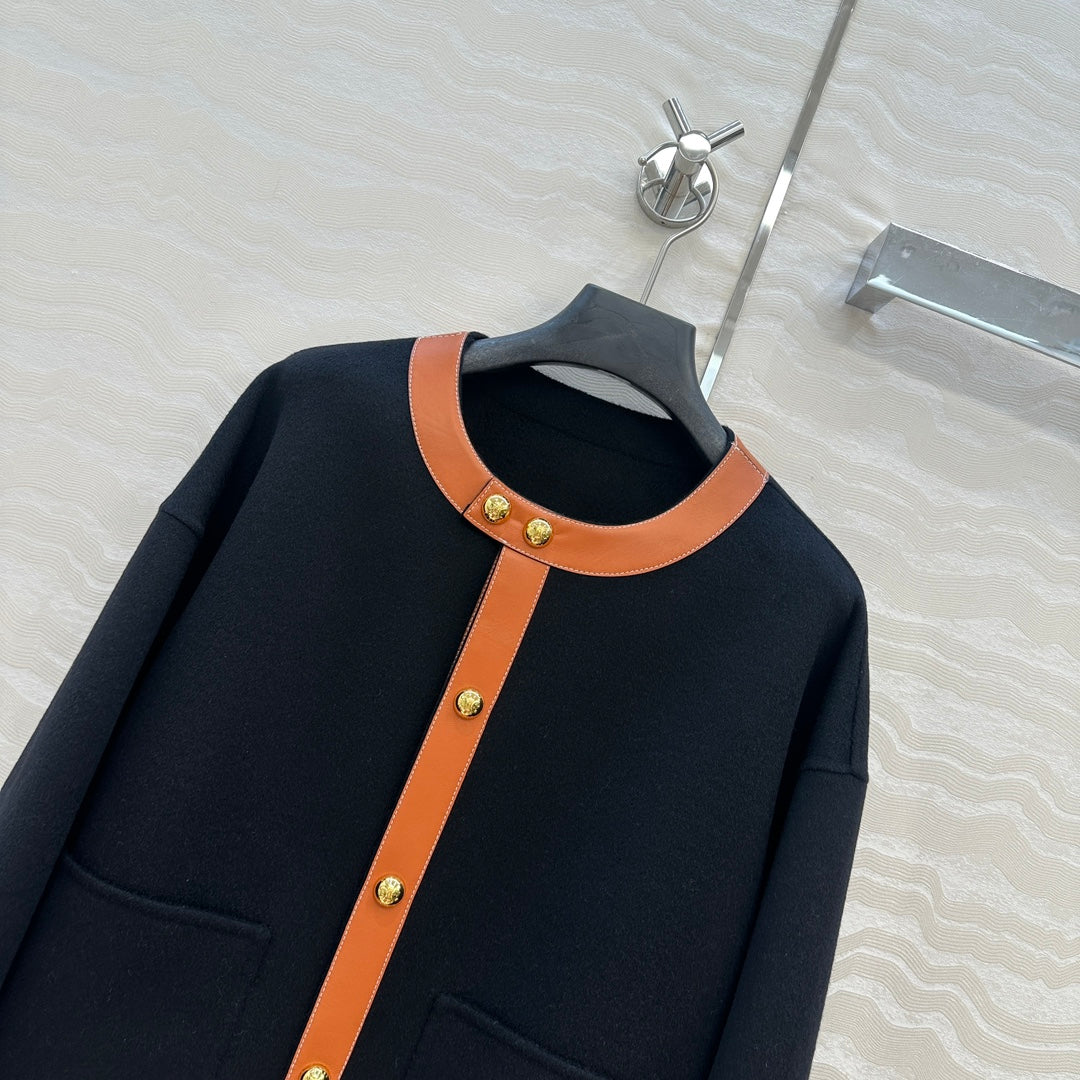 CE Arc De Triomphe Gold-Button Black Cashmere Coat