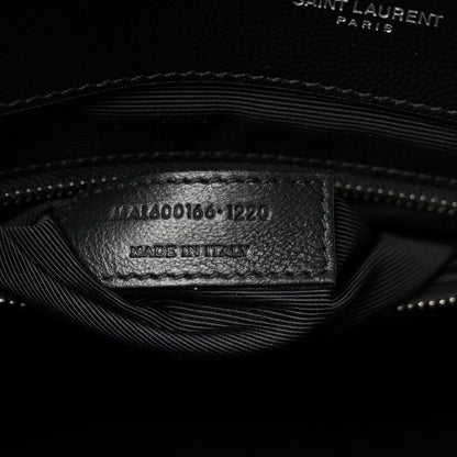 Grain De Poudre Textured Mixed Matelasse Large Triquilt Monogram Satchel Black