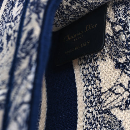Canvas Embroidered Mini Toile De Jouy Book Tote  Blue