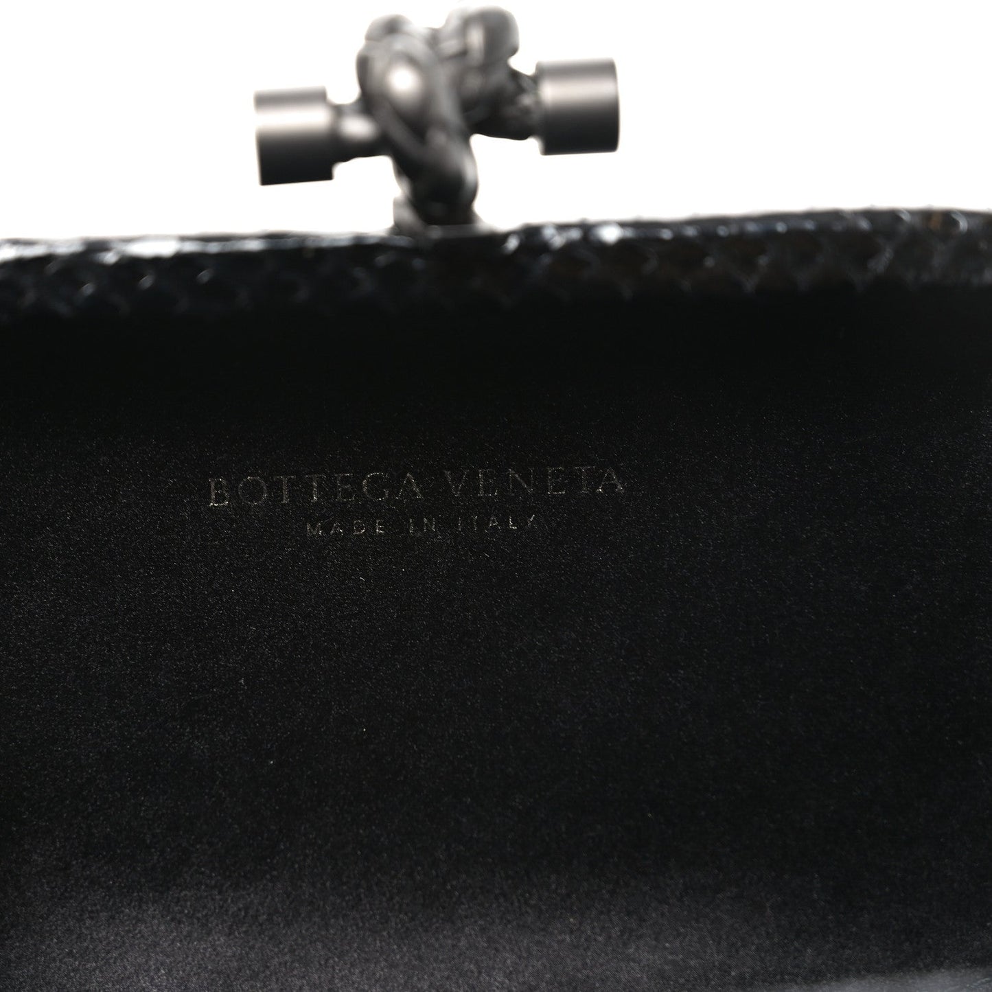 Satin Intreccio Impero Ayers Knot Clutch Black