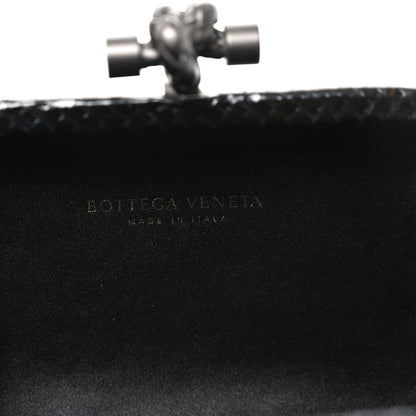 Satin Intreccio Impero Ayers Knot Clutch Black