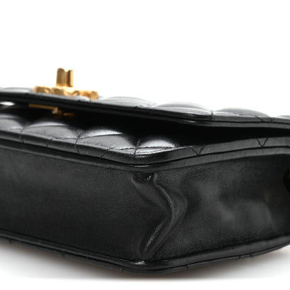 Lambskin Quilted Pillow Crush Wallet On Chain WOC Black