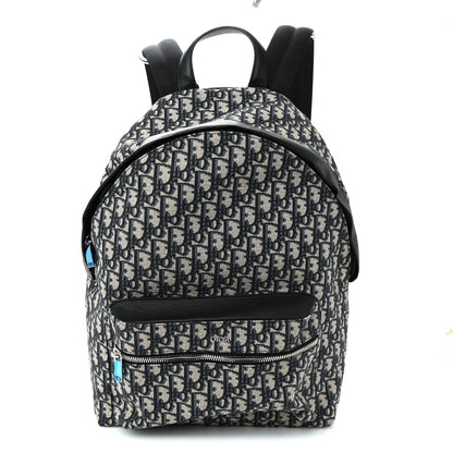 Oblique Calfskin Rider Backpack Beige Black