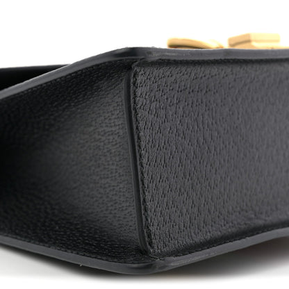 Textured Calfskin Bee Star Print Small Sylvie Shoulder Bag Black