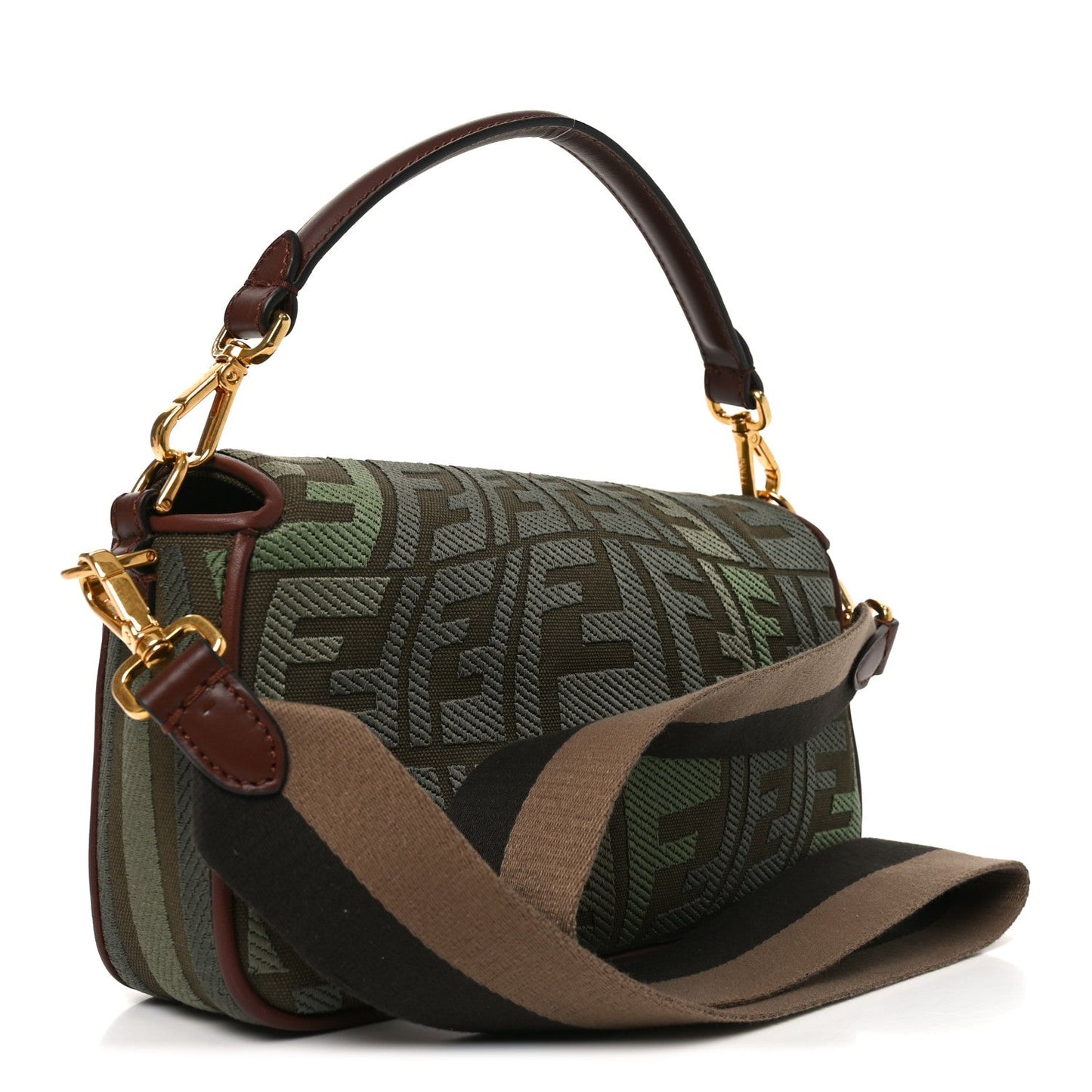 X SARA COLEMAN Canvas Vitello King FF Fish Eye Embroidered Baguette Amazzonia Ghianda
