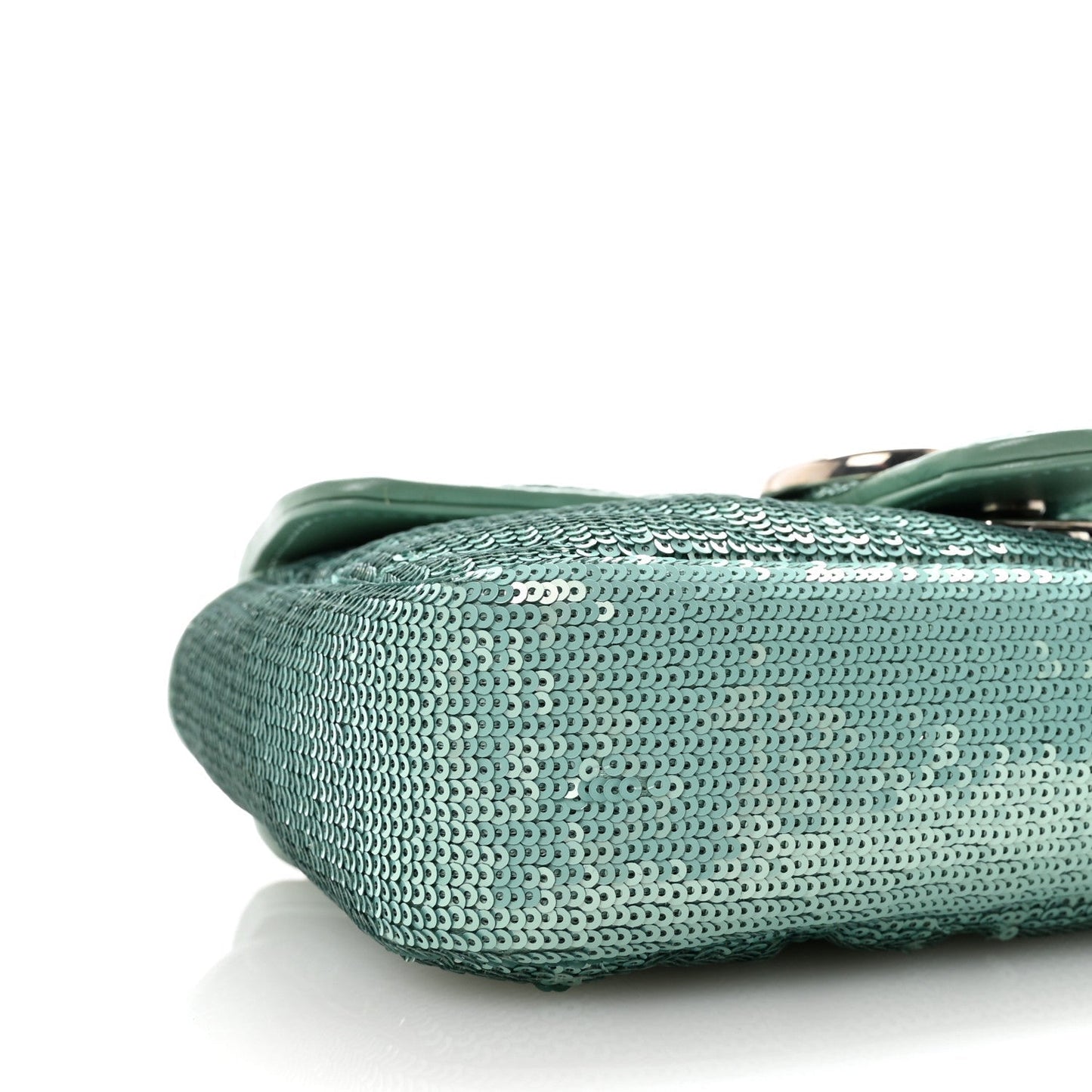 Sequin Matelasse Small GG Marmont Shoulder Bag Water Green Verde Chiaro Light Water Green