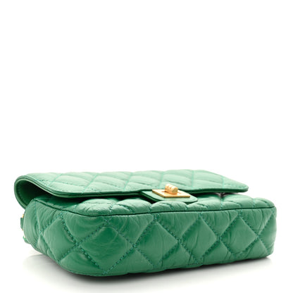 Aged Calfskin Quilted Reissue 2.55 Phone Holder With Chain Green