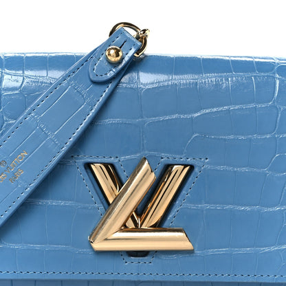Crocodile Twist Chain Wallet Bleuet