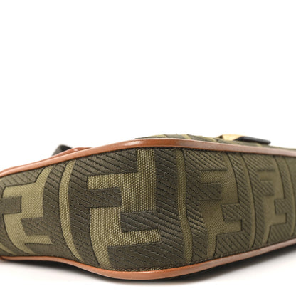 Canvas Vitello King FF Embroidered Baguette Amazzonia Cuoio
