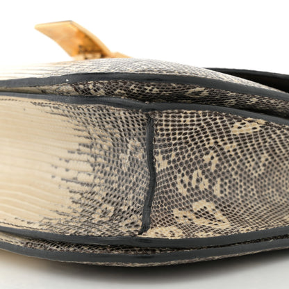Lizard Medium Classic Box Flap Bag Natural