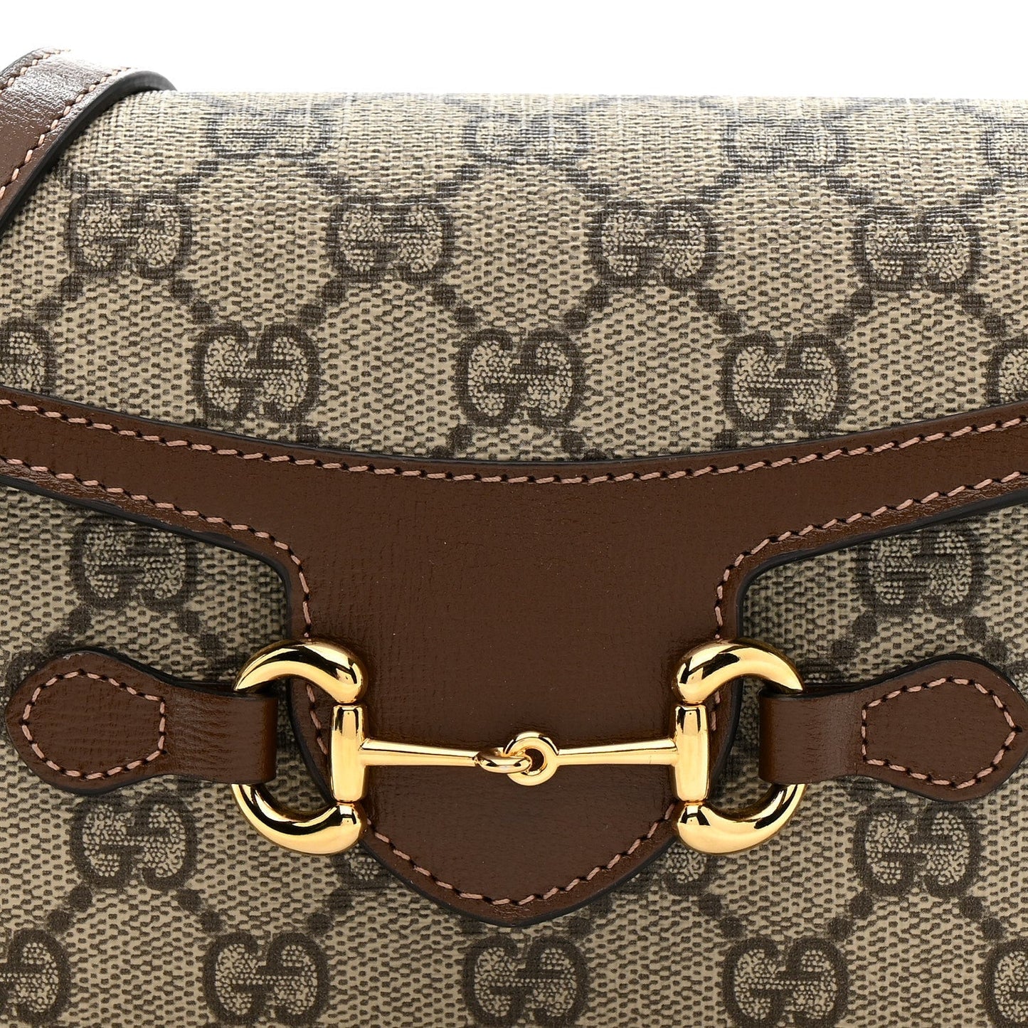 GG Supreme Monogram Mini Horsebit 1955 Shoulder Bag Beige Brown Sugar