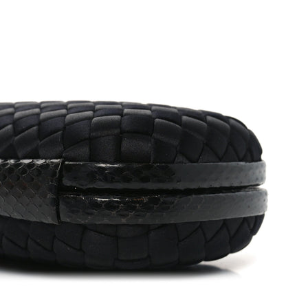 Satin Intreccio Impero Ayers Knot Clutch Black