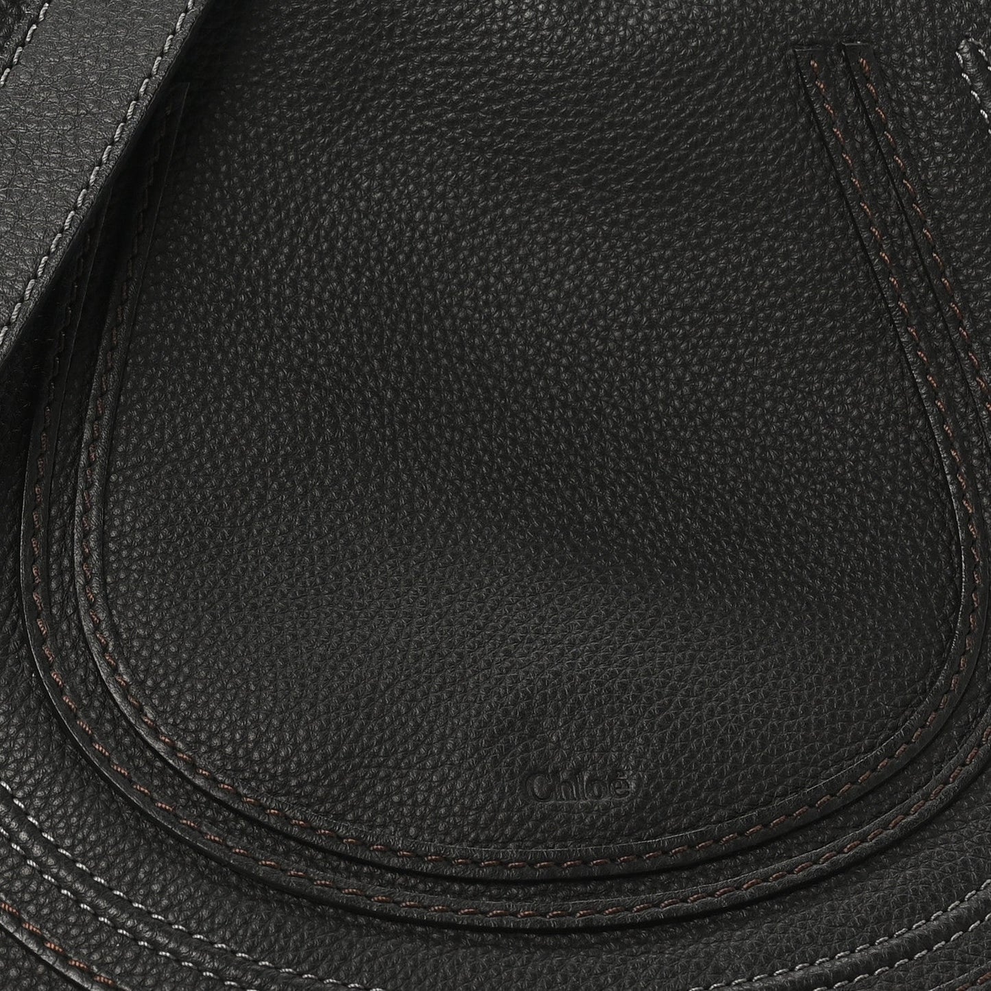 Grained Calfskin Medium Marcie Saddle Bag Black