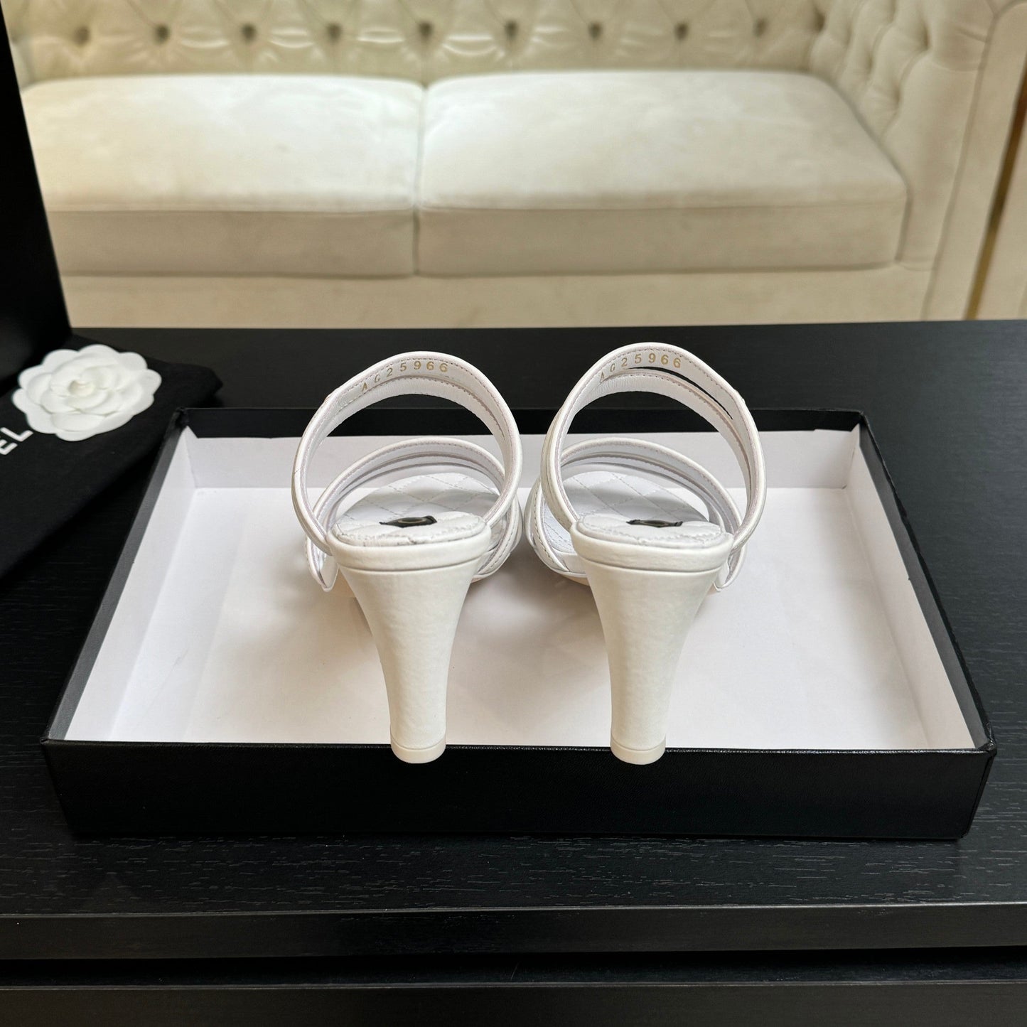 CC 26C Double C Strap Sandals White Sheepskin