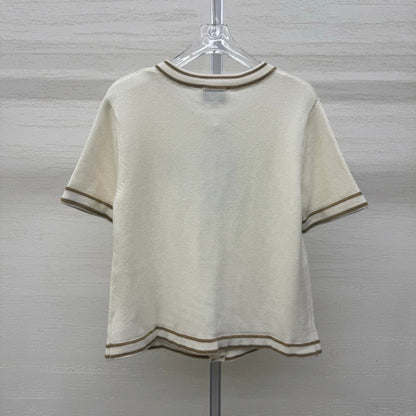 Chanel 2026 Crew Neck Cardigan Cream Wool Cashmere 356956