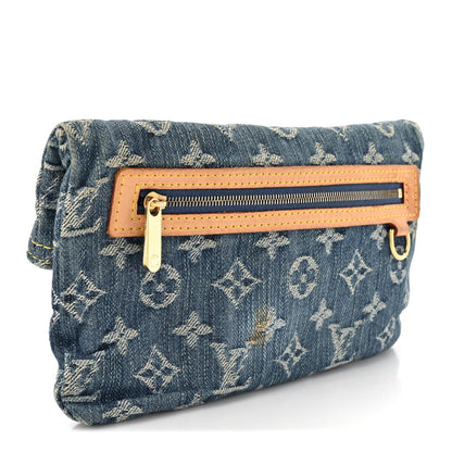 Monogram Denim Pochette Plat Clutch Blue