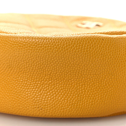 Caviar Quilted Round Clutch With Chain Yellow