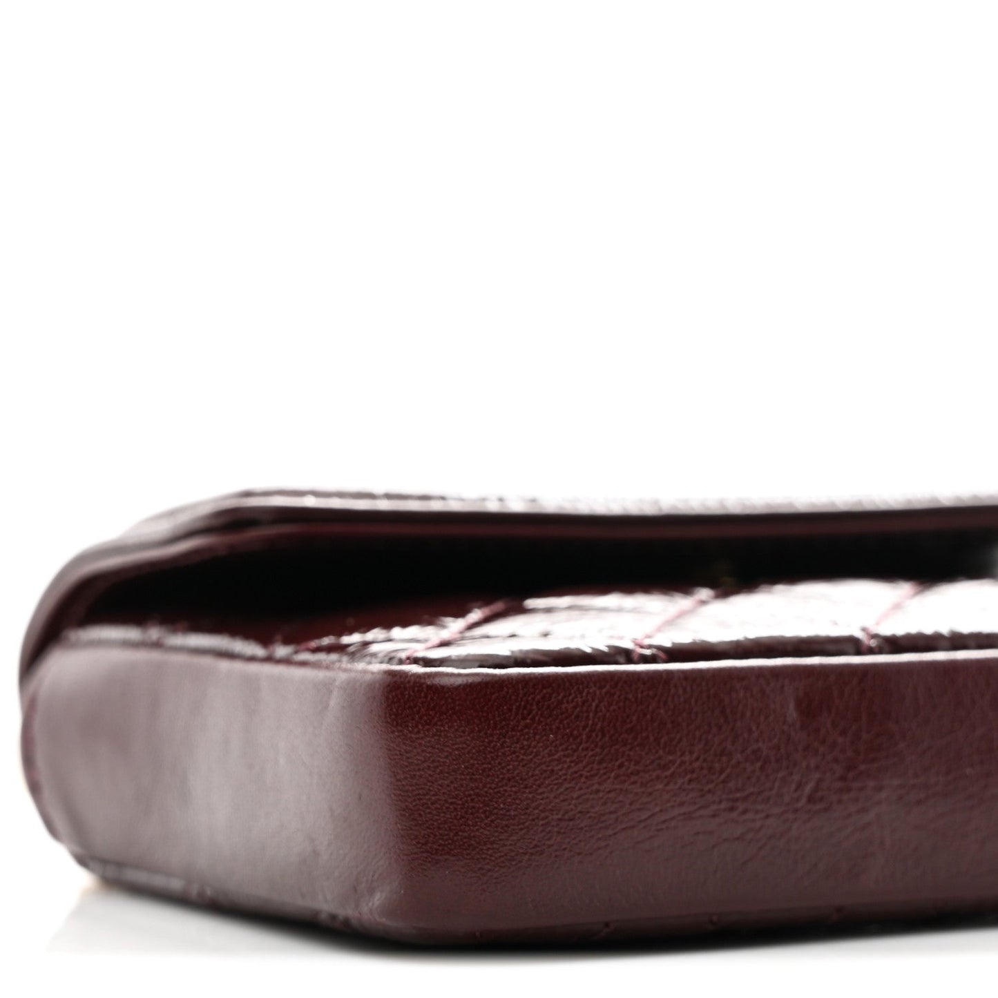 Shiny Aged Calfskin Quilted Waist Belt Bag Burgundy