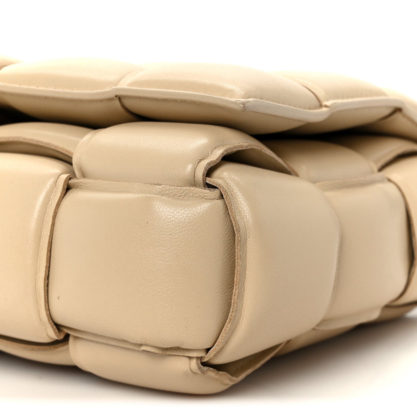 Lambskin Maxi Intreccio Padded Chain Cassette Crossbody Bag Porridge