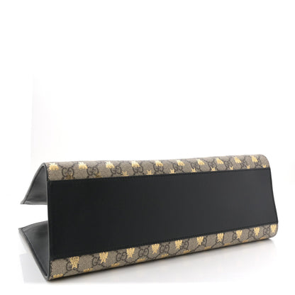 GG Supreme Monogram Bees Medium Padlock Tote Beige Oro Black