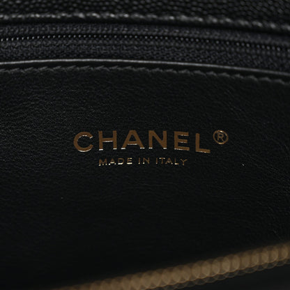Caviar Lizard Quilted Small Coco Handle Flap Black