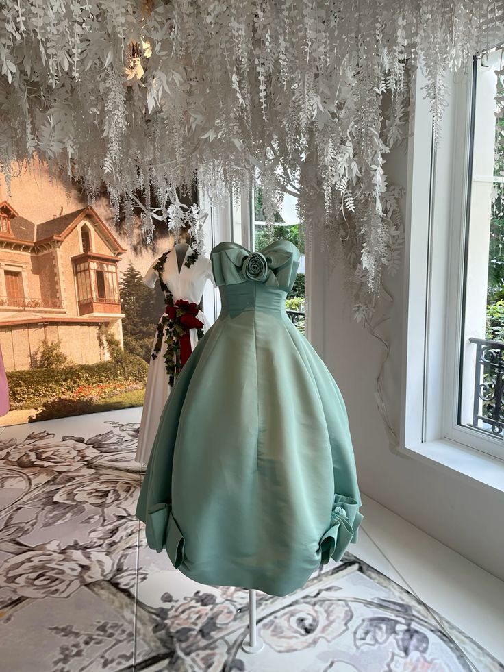 formaldressy--Green Tube Top Mid-Length Homecoming Dress Hoco Dresses gh5621