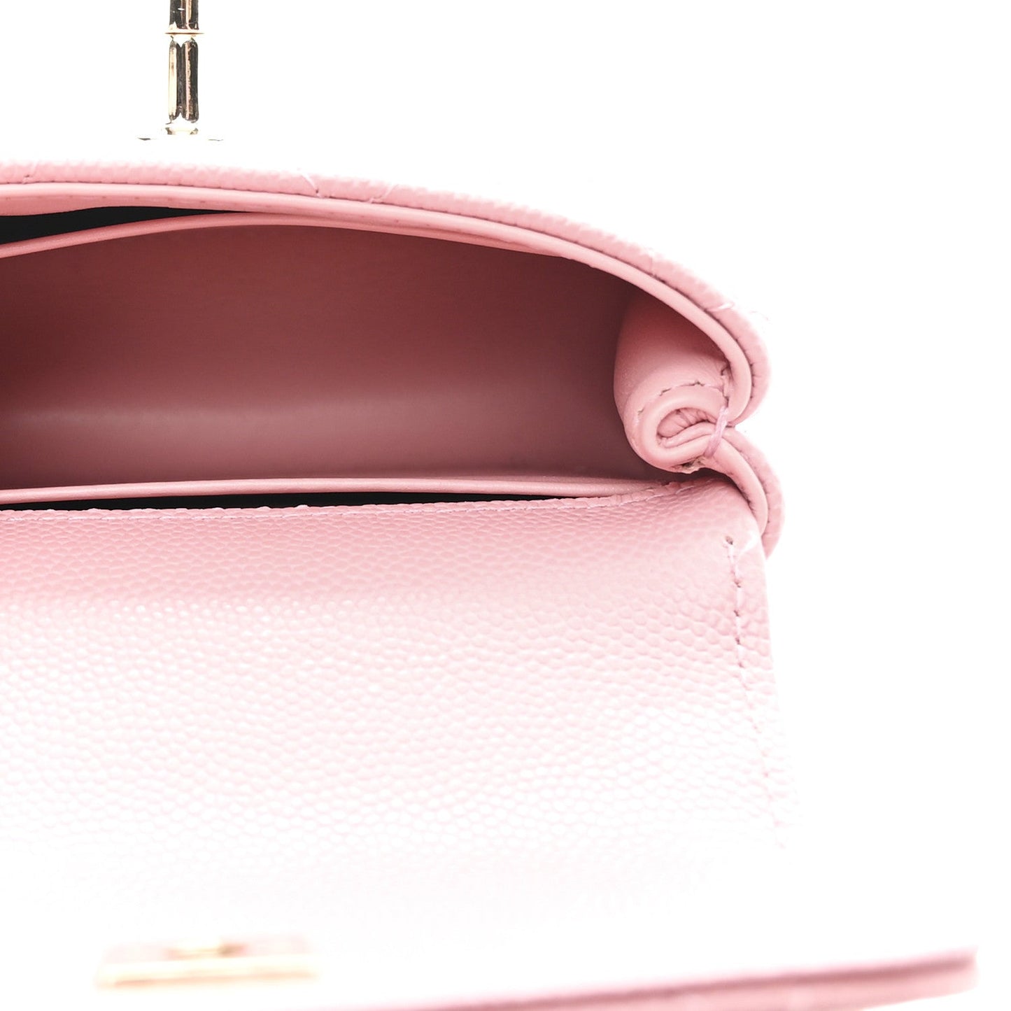 Caviar Quilted Nano Coco Handle Clutch With Chain Pink