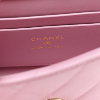 Caviar Quilted Coco Handle Clutch With Chain Pink