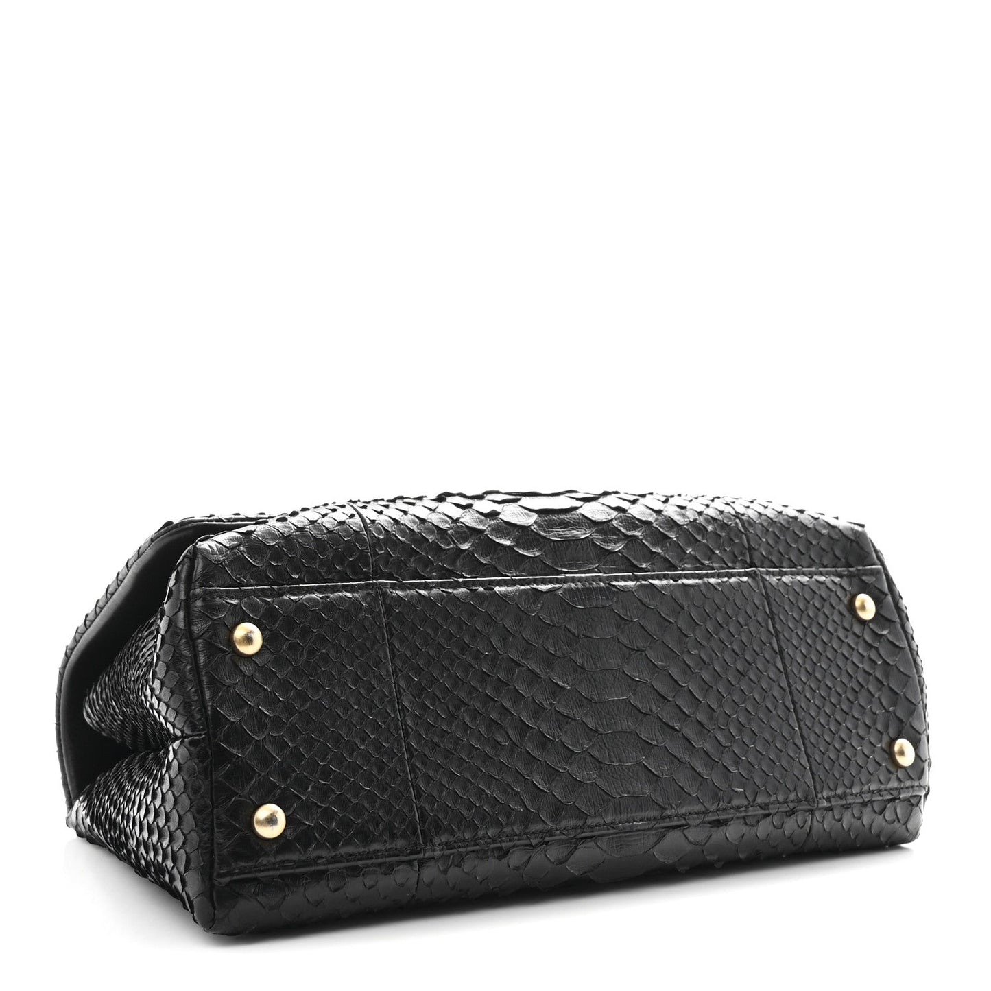 Snakeskin Small Coco Handle Flap Black