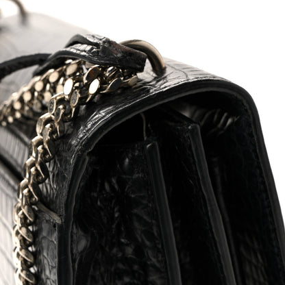 Calfskin Crocodile Embossed Medium Monogram Sunset Black