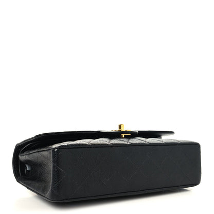 Caviar Quilted Medium Double Flap Black
