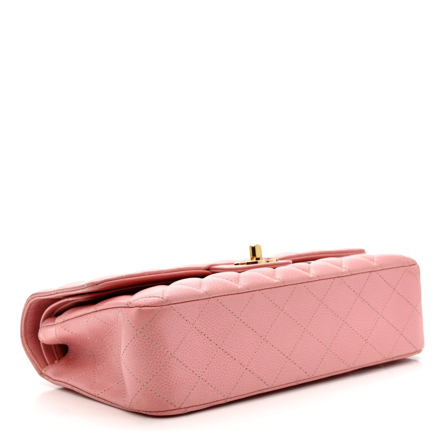 Caviar Quilted Medium Double Flap Pink