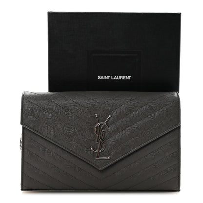 Grain De Poudre Matelasse Chevron Monogram Chain Wallet Earth