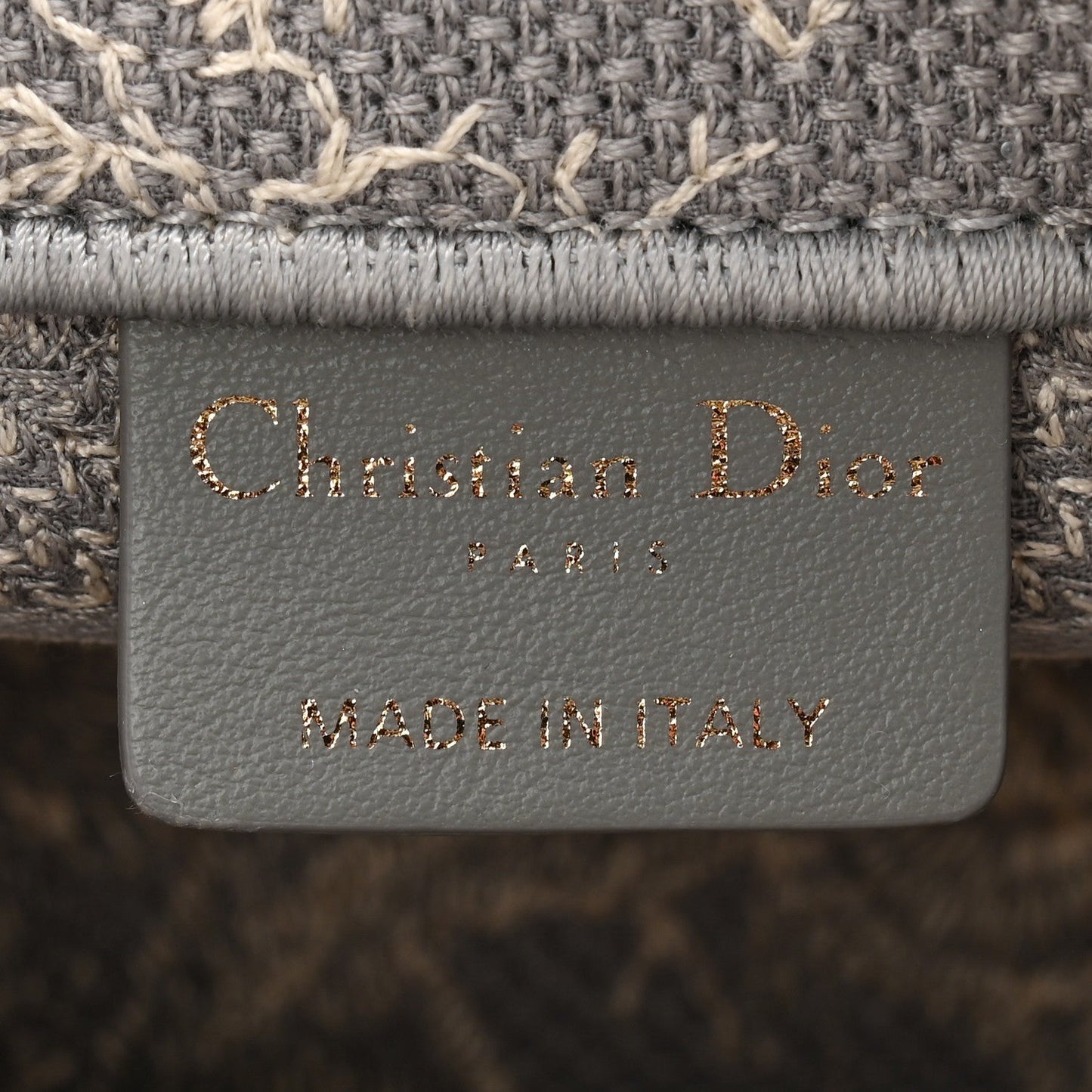 Canvas Embroidered Toile De Jouy Reverse Mini Book Tote With Strap Grey