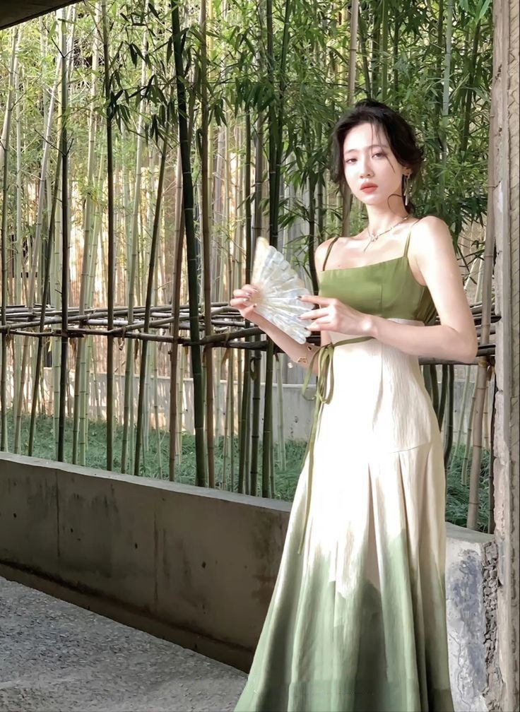 formaldressy-Green gradient fashion long spaghetti strap satin new party dress gh5261