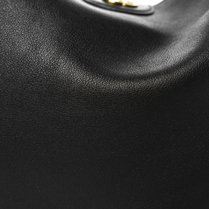 Softy Wonka Textured Dollar Calfskin Medium Diana Shoulder Bag Black