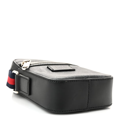 GG Supreme Monogram Appia Calfskin Web Small Camera Messenger Bag Black Grey