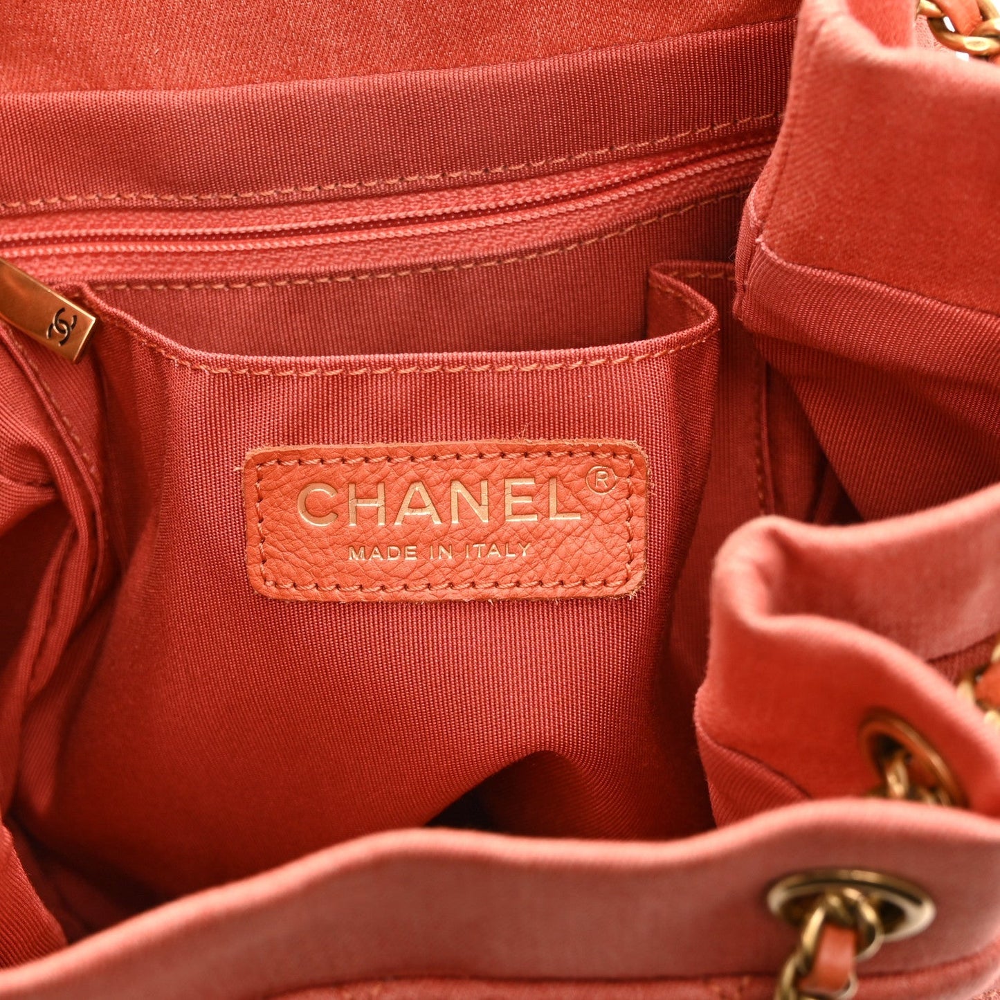Washed Denim Quilted Small Urban Spirit Drawstring Bag Orange