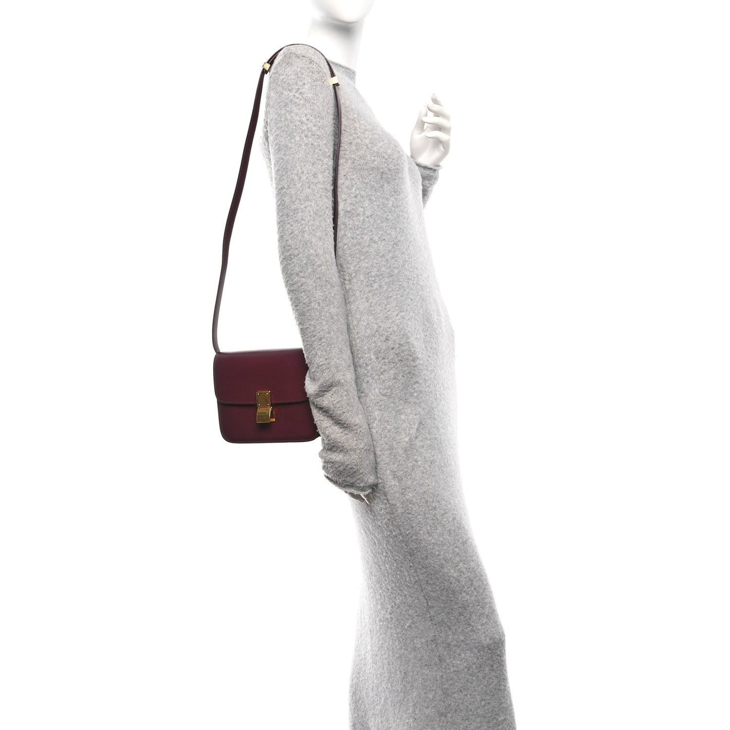 Box Calfskin Small Classic Box Flap Bag Burgundy