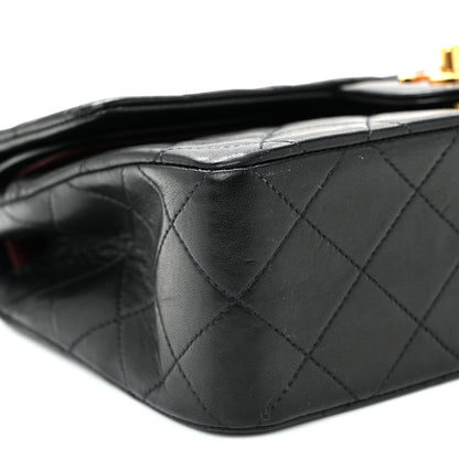 Lambskin Quilted Small Double Flap Black