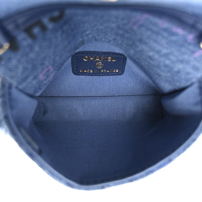 Denim Quilted Denim Mood Clutch With Chain Blue Multicolor