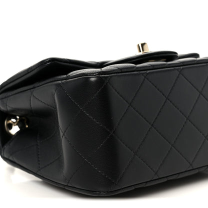 Lambskin Quilted Mini Square Flap Black