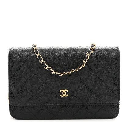Caviar Quilted Wallet On Chain WOC Black