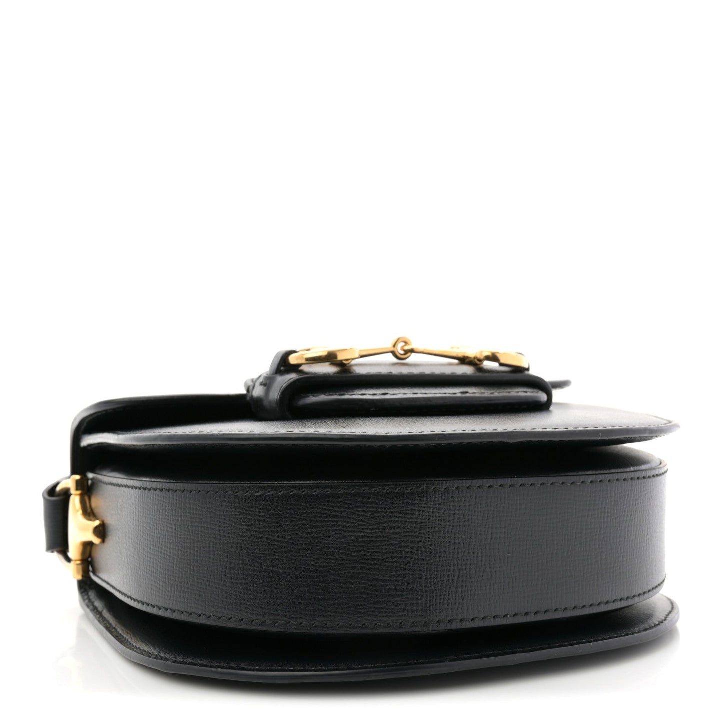 Azalea Calfskin Mini Horsebit 1955 Rounded Shoulder Bag Black